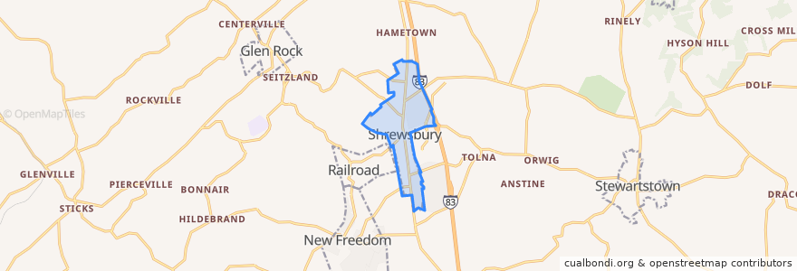 Mapa de ubicacion de Shrewsbury.