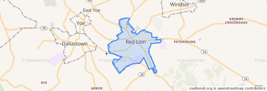 Mapa de ubicacion de Red Lion.