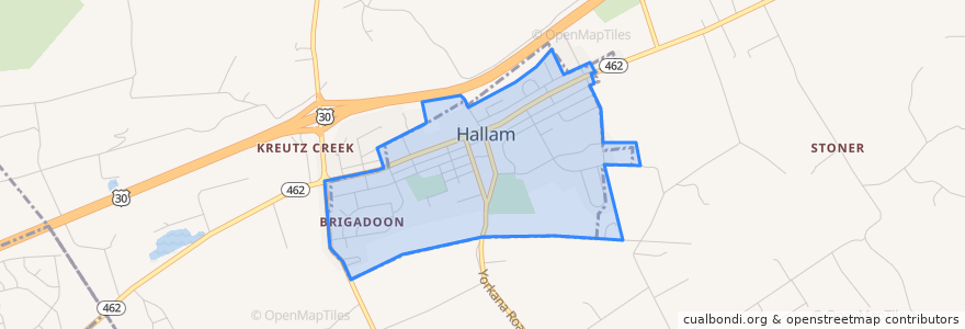 Mapa de ubicacion de Hallam.