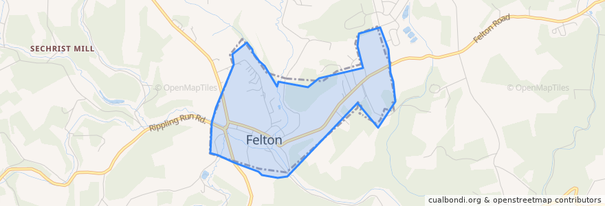 Mapa de ubicacion de Felton.