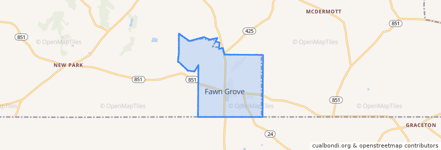 Mapa de ubicacion de Fawn Grove.