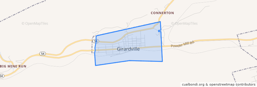 Mapa de ubicacion de Girardville.
