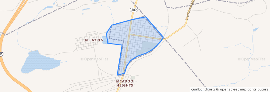 Mapa de ubicacion de McAdoo.