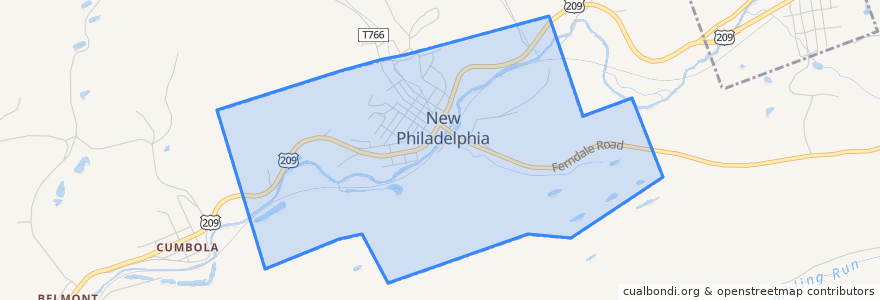 Mapa de ubicacion de New Philadelphia.