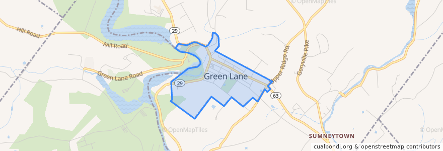 Mapa de ubicacion de Green Lane.