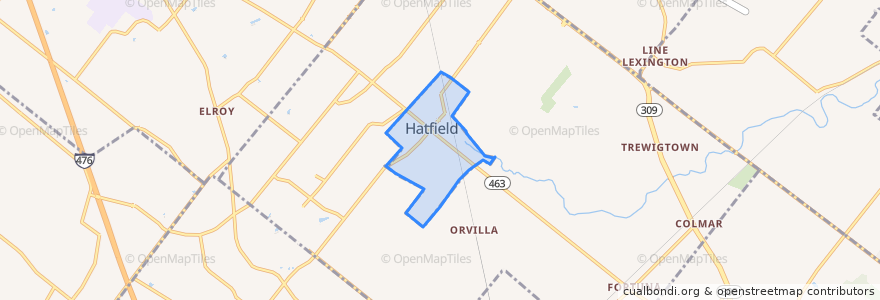 Mapa de ubicacion de Hatfield Borough.
