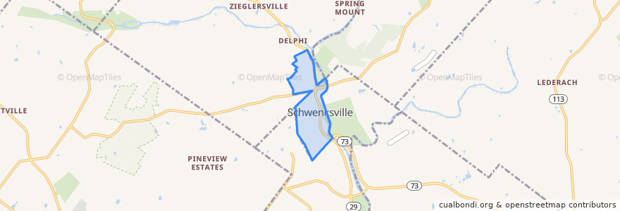 Mapa de ubicacion de Schwenksville.