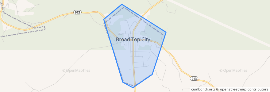 Mapa de ubicacion de Broad Top City.