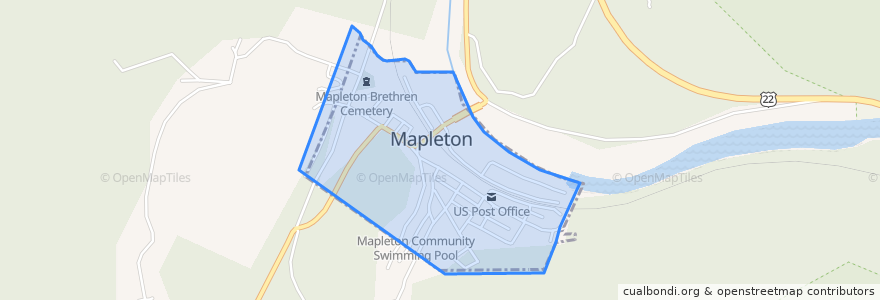 Mapa de ubicacion de Mapleton.