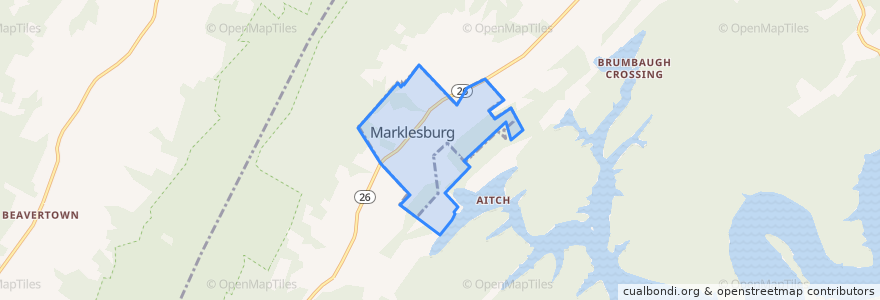 Mapa de ubicacion de Marklesburg.