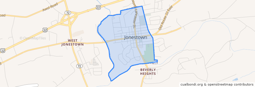 Mapa de ubicacion de Jonestown.