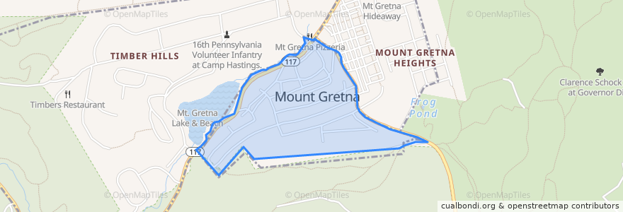 Mapa de ubicacion de Mount Gretna.