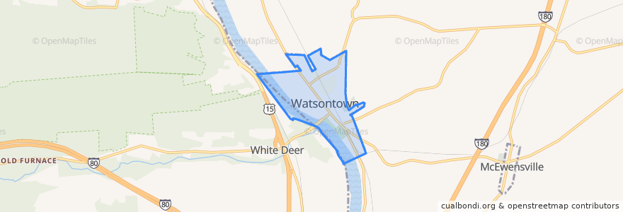 Mapa de ubicacion de Watsontown.