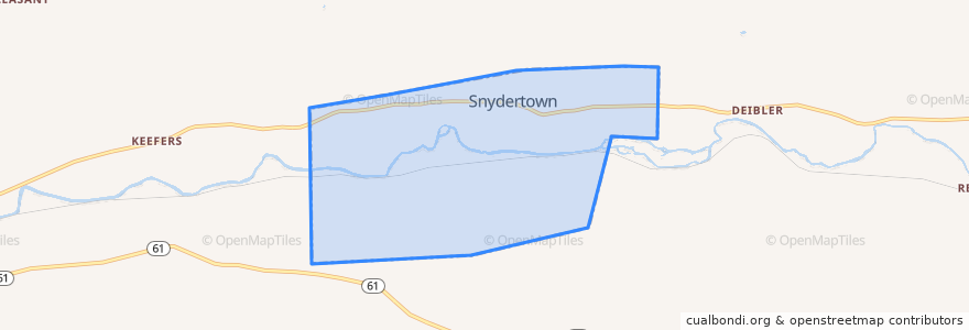 Mapa de ubicacion de Snydertown.