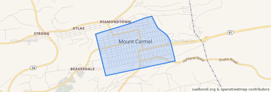 Mapa de ubicacion de Mount Carmel.