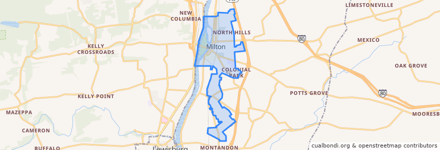 Mapa de ubicacion de Milton.