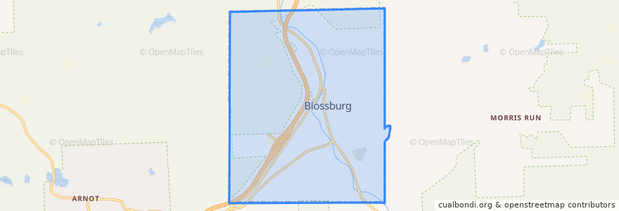 Mapa de ubicacion de Blossburg.