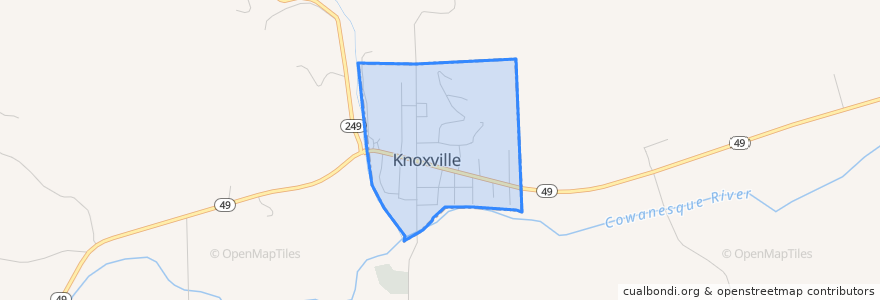 Mapa de ubicacion de Knoxville.