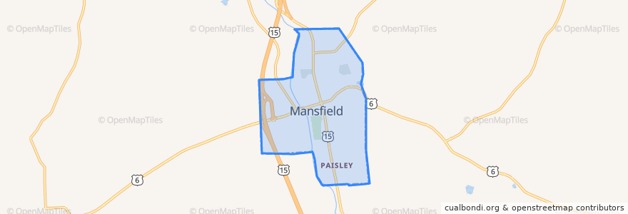 Mapa de ubicacion de Mansfield.