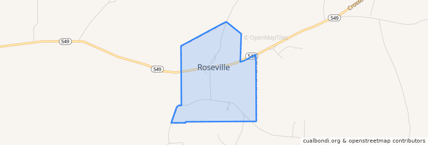 Mapa de ubicacion de Roseville.