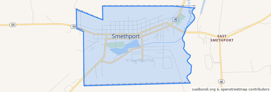 Mapa de ubicacion de Smethport.