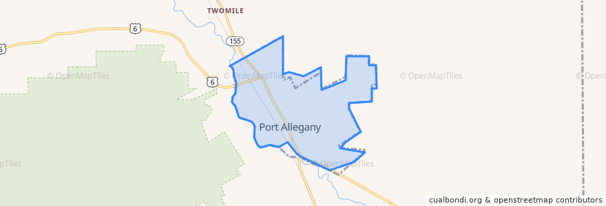 Mapa de ubicacion de Port Allegany.