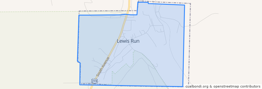 Mapa de ubicacion de Lewis Run.