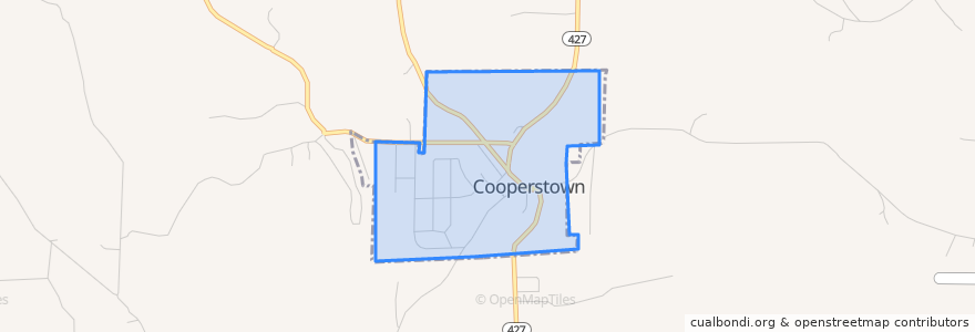 Mapa de ubicacion de Cooperstown.