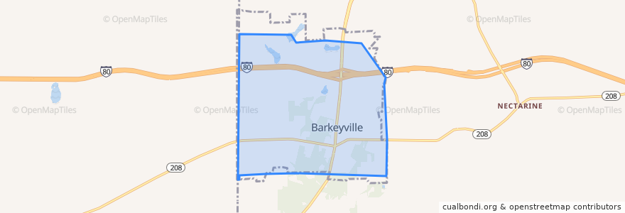 Mapa de ubicacion de Barkeyville.