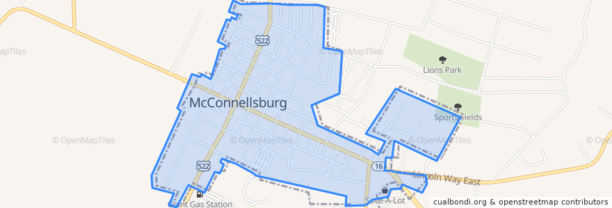 Mapa de ubicacion de McConnellsburg.