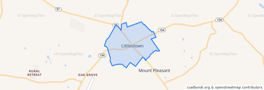 Mapa de ubicacion de Littlestown.