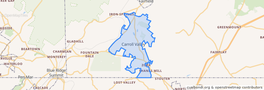 Mapa de ubicacion de Carroll Valley.