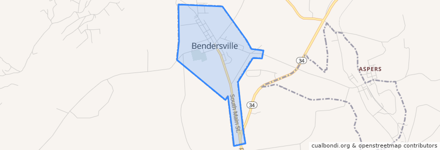 Mapa de ubicacion de Bendersville.