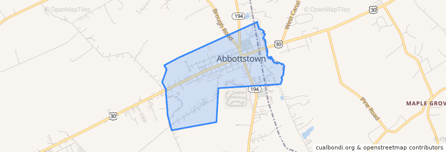 Mapa de ubicacion de Abbottstown.