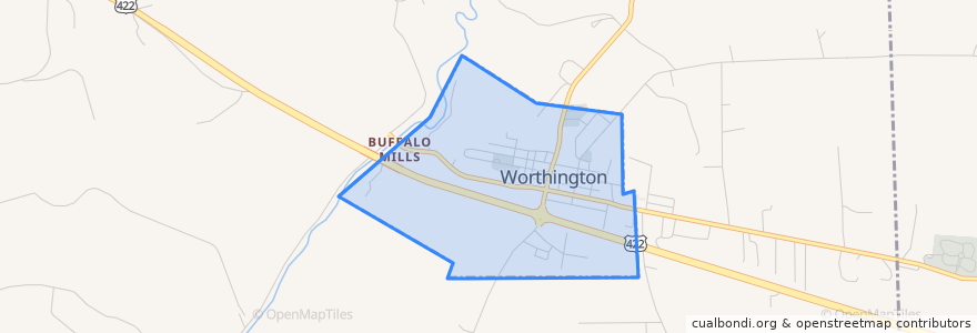 Mapa de ubicacion de Worthington.