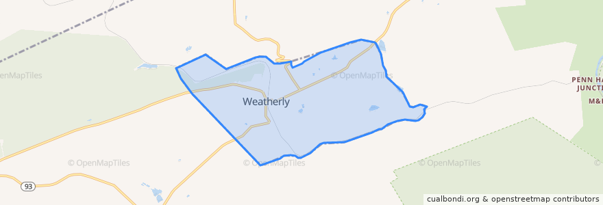 Mapa de ubicacion de Weatherly.