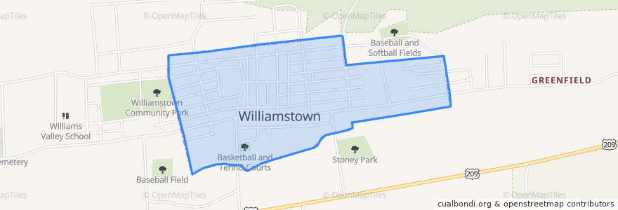 Mapa de ubicacion de Williamstown.