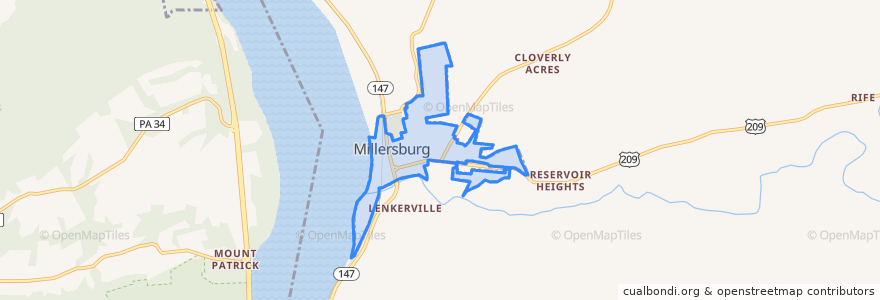 Mapa de ubicacion de Millersburg.