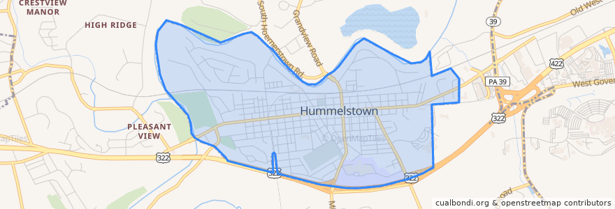 Mapa de ubicacion de Hummelstown.