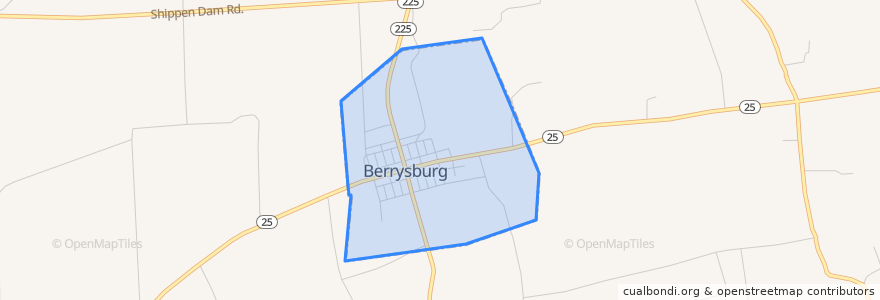 Mapa de ubicacion de Berrysburg.