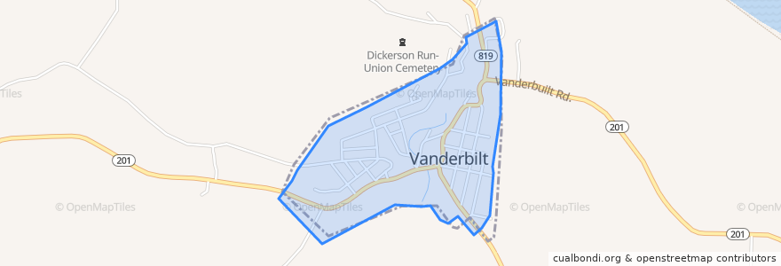 Mapa de ubicacion de Vanderbilt.