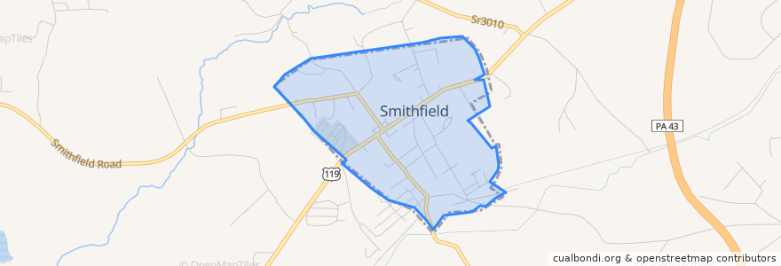 Mapa de ubicacion de Smithfield.