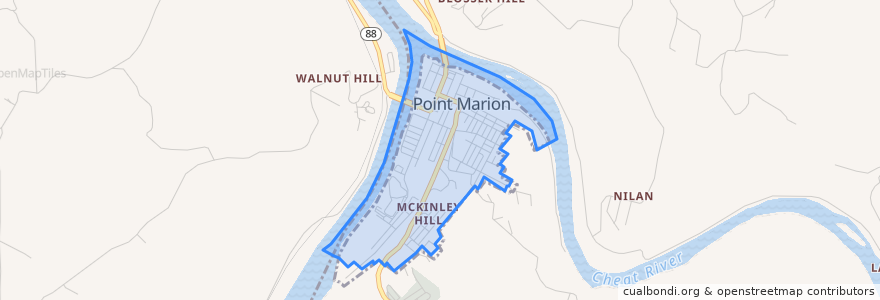 Mapa de ubicacion de Point Marion.