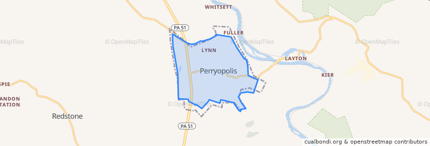 Mapa de ubicacion de Perryopolis.