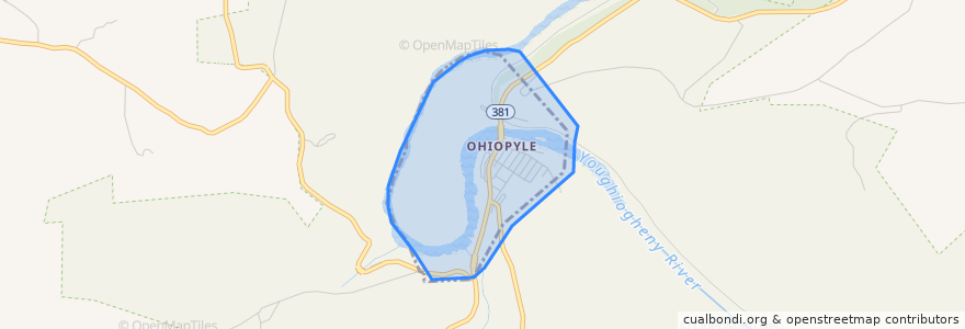 Mapa de ubicacion de Ohiopyle.
