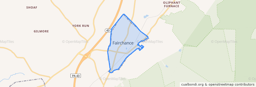 Mapa de ubicacion de Fairchance.