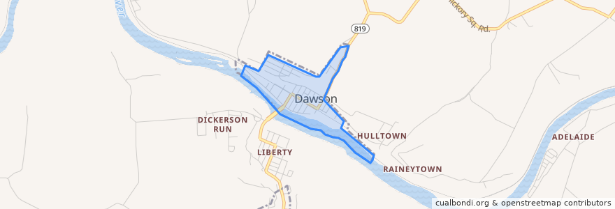 Mapa de ubicacion de Dawson.