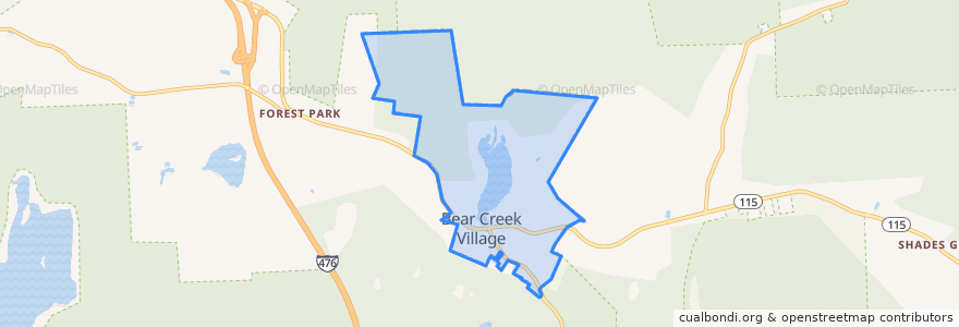 Mapa de ubicacion de Bear Creek Village.