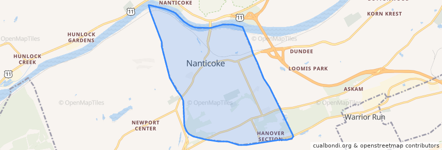 Mapa de ubicacion de Nanticoke.