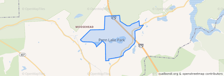 Mapa de ubicacion de Penn Lake Park.